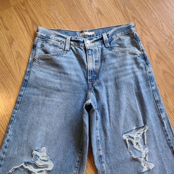 LEVI'S '94 BAGGY WIDE LEG JEANS RIPPED DISTRESSED RELAXED FIT RIGID DENIM sz 30 - Picture 3 of 7